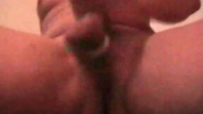 Tied balls guy masturbates cock