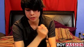 Teenage man tugs on his penis vigorously after freakish interview