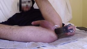 Squirting climax with colossal anal toy