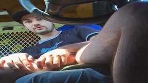 Masturbating and ejaculating in car at parking lot agony release.