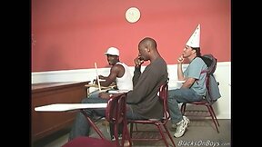 A black teacher and two black students sharing a white guy – scene 2