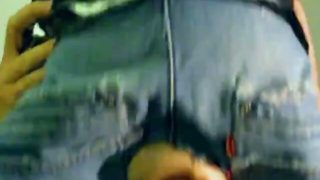 Fleshjack fuck ends with cumming on ripped jeans