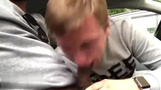 Deepthroating giant not cut Russian penis in the car