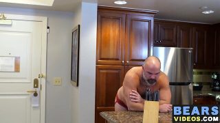 Hung coalblack bear puts his phat penis up a white fat cub